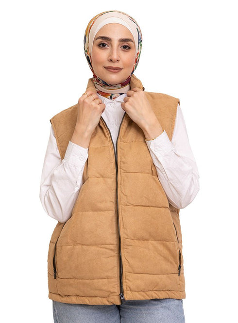 Beige Velvet Vest - Design 1 - Khotwh